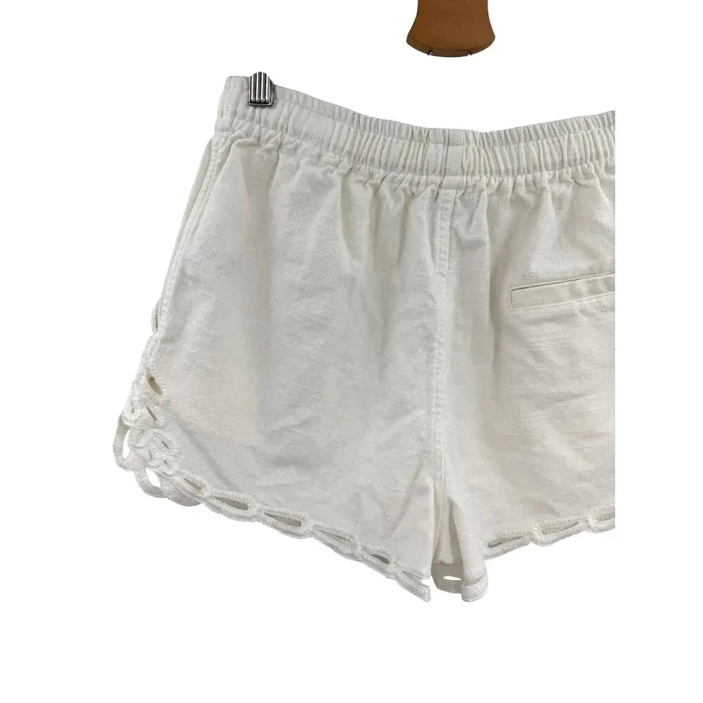 Isabel Marant Etoile Safa Embroidered Cotton Shorts White Size 36 US 4